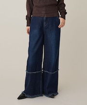 ロールアップ風ストレートデニムパンツ