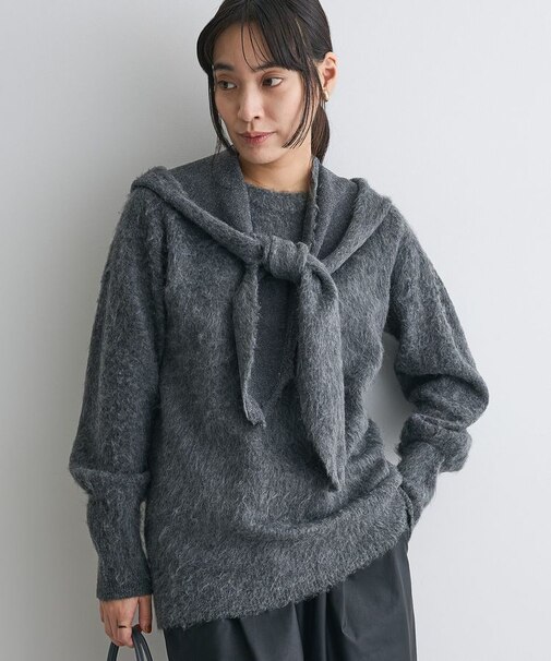 フードストール付きニットプルオーバー ＜ハンドウォッシャブル＞