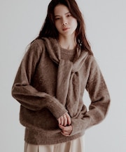 フードストール付きニットプルオーバー ＜ハンドウォッシャブル＞