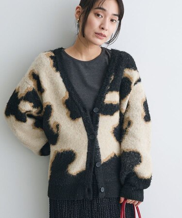 アニマルジャカードニットカーディガン