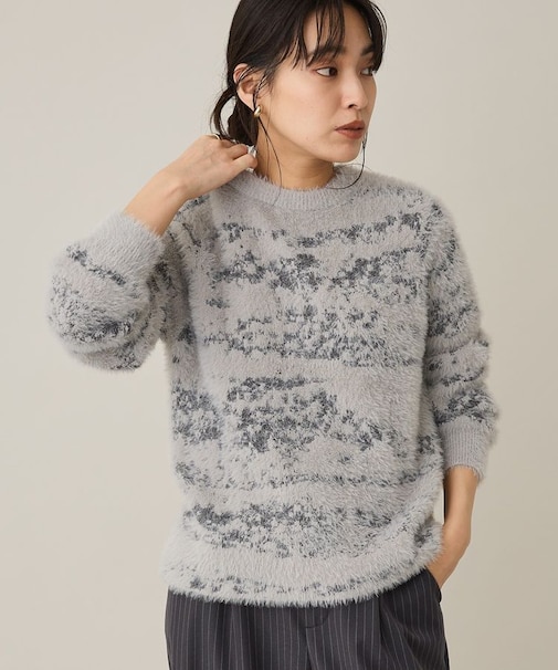 洗える/ニュアンス柄フェザーニットプルオーバー