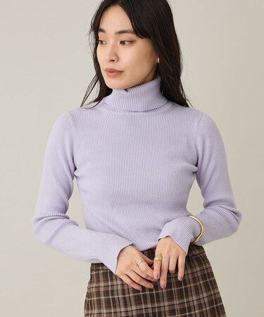 洗える/リブタートルニットプルオーバー