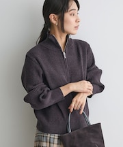 洗える/ミニモールハーフジップニットプルオーバー