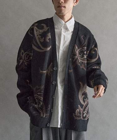 総柄ニットカーディガン