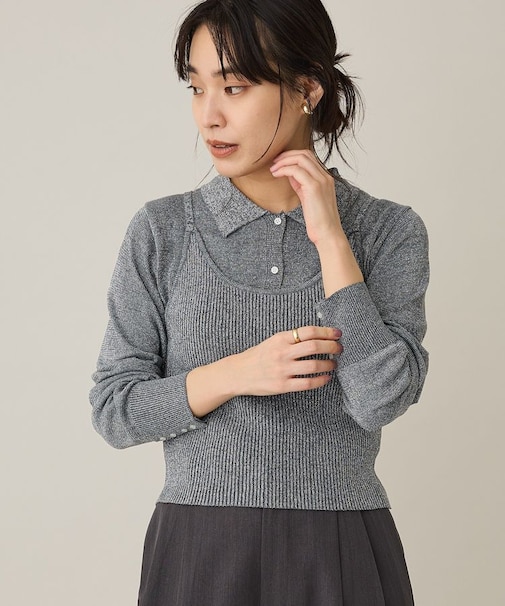 ポロ衿アンサンブルニット＜マシンウォッシャブル＞