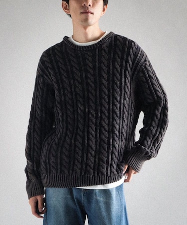 スノーウォッシュケーブルニット