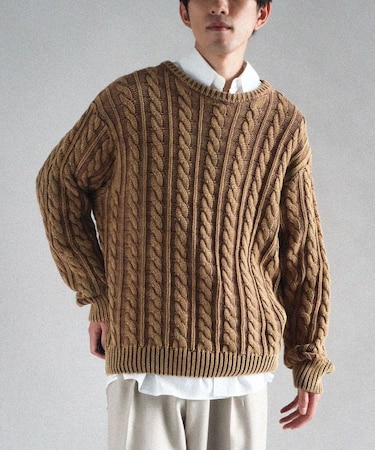 スノーウォッシュケーブルニット