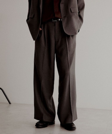 ウールライクポリツイルワイドパンツ