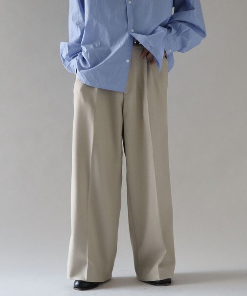 ウールライクポリツイルワイドパンツ