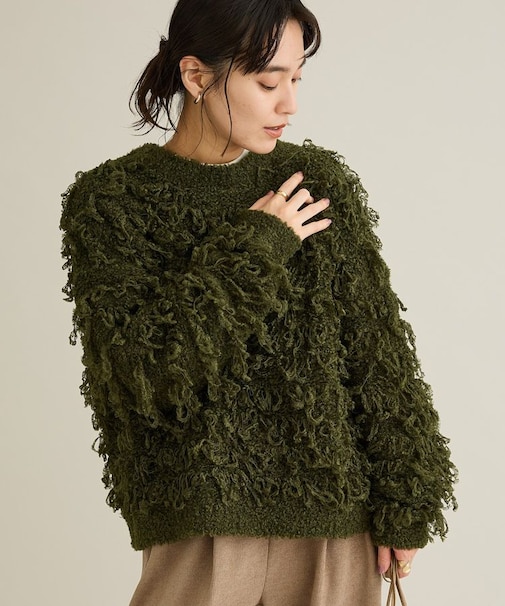 洗える/ループ編みニットプルオーバー