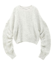 洗える/シャーリングスリーブニットプルオーバー