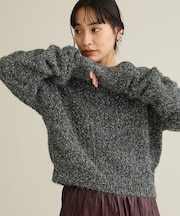 洗える/シャーリングスリーブニットプルオーバー