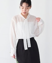 ＜セレモニー＞前後2WAYレースボウタイブラウス