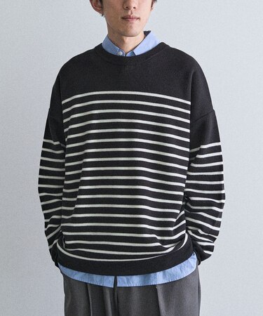 パネルボーダーニットプルオーバー