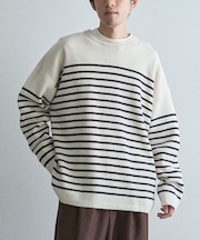 パネルボーダーニットプルオーバー