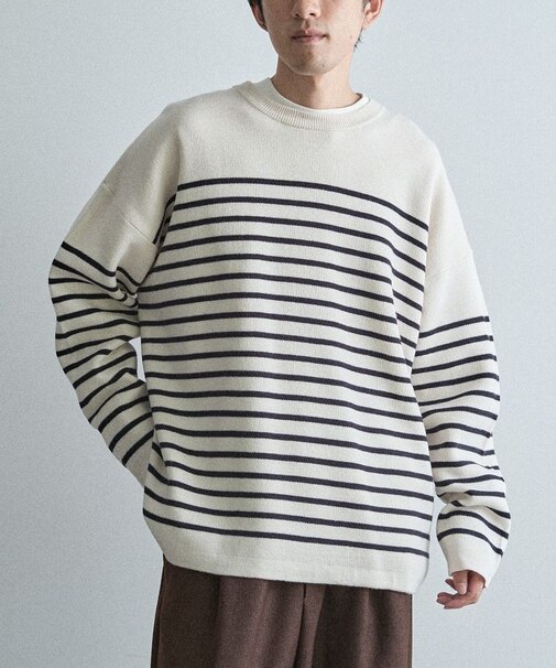 パネルボーダーニットプルオーバー