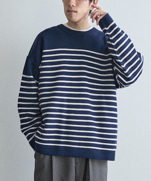 パネルボーダーニットプルオーバー