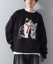 ダブルジャカードアニマル柄ニットA