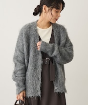 洗える/カール起毛モヘアライクVネックニットカーディガン