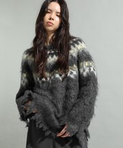 洗える/ノルディック起毛ニットプルオーバー