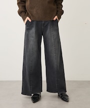 裏起毛デニムワイドストレートパンツ