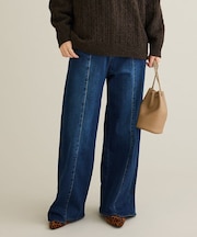 裏起毛デニムワイドストレートパンツ