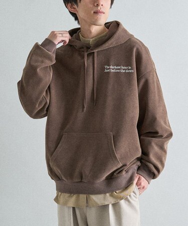 スノーウォッシュボンディング裏毛ロゴ刺繍パーカー