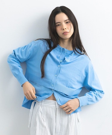 選べる丈/UVカット/クルーネックカーディガン