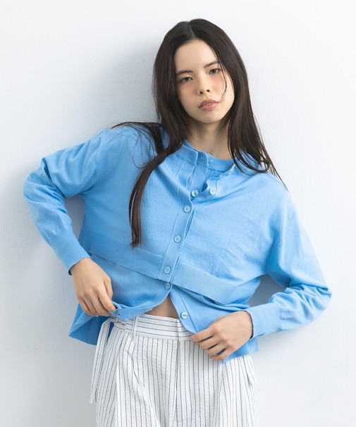 選べる丈/UVカット/クルーネックカーディガン