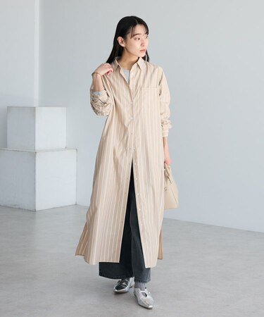 ストライプシャツワンピース