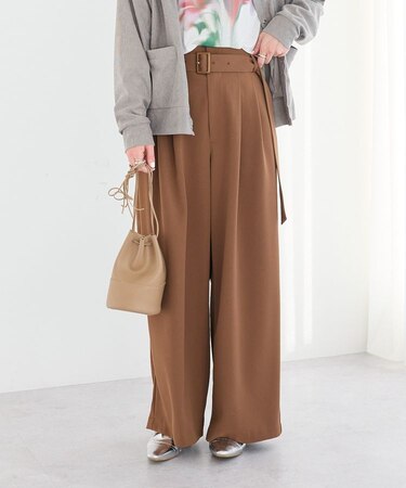 ハイウエストベルトワイドパンツ