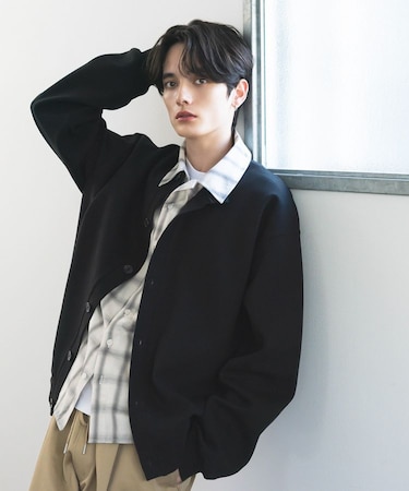 ボンディングスウェットクルーネックカーディガン