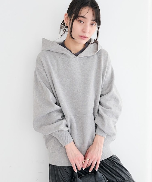 洗える/ラメスウェット風ニットプルオーバー