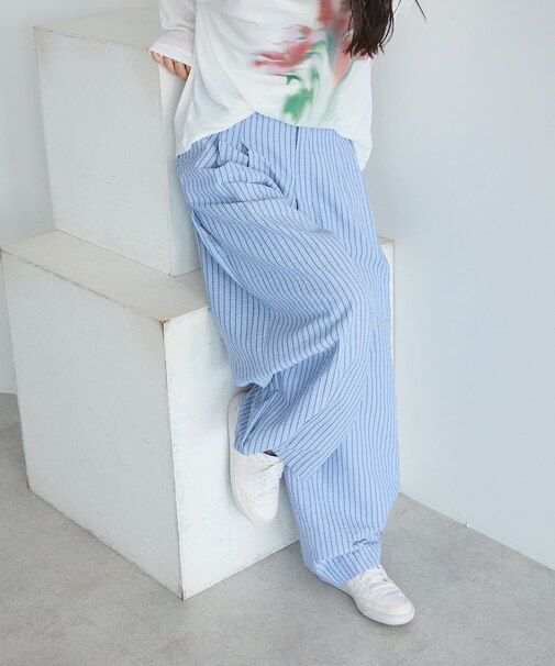 ベルトデザインワイドパンツ