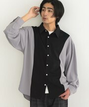 カラーブロックルーズシャツ