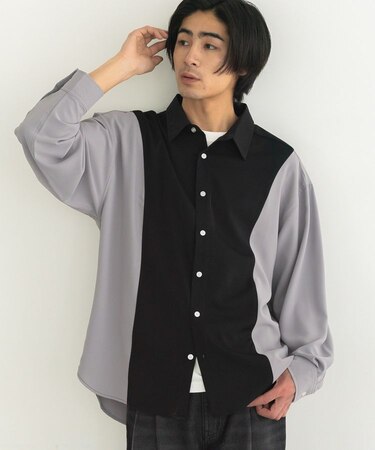 カラーブロックルーズシャツ
