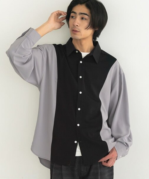 カラーブロックルーズシャツ