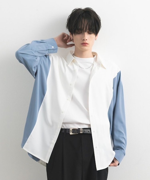 カラーブロックルーズシャツ