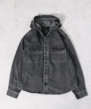 デニムフードシャツ