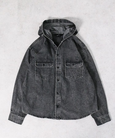 デニムフードシャツ