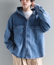 デニムフードシャツ