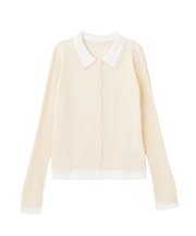 レイヤードポロ衿カーディガン