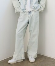 ハイブリーチケミカル加工デニムワイドパンツ