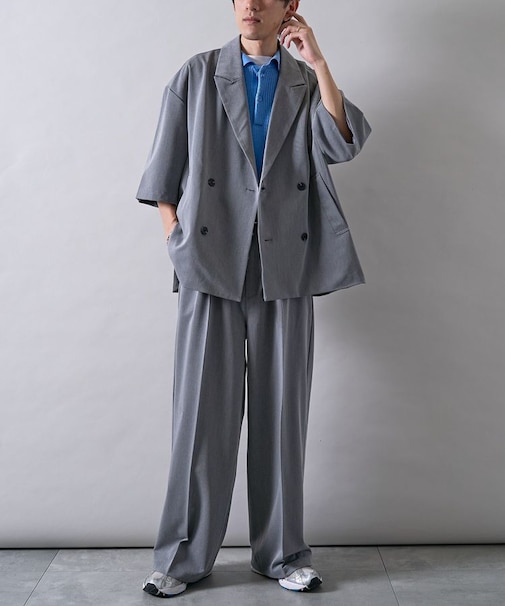 半袖ダブルテーラードセットアップ/上下セット