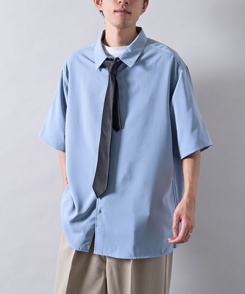 クールドライ ネクタイ付き半袖シャツ