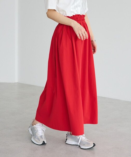 撥水 ドロストギャザースカート