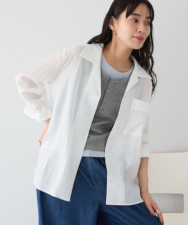 シアーオープンカラーシャツ