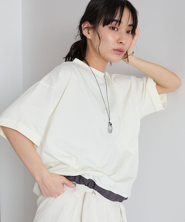 接触冷感 バイカラーヘムプルオーバー