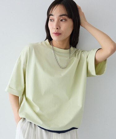 接触冷感 バイカラーヘムプルオーバー