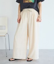 ウォッシャブル リネンライクワイドイージーパンツ